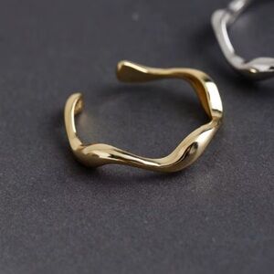 Gold Irregular Wave Adjustable Ring